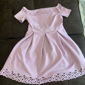 Lavender off the shoulder laser cut-out dress